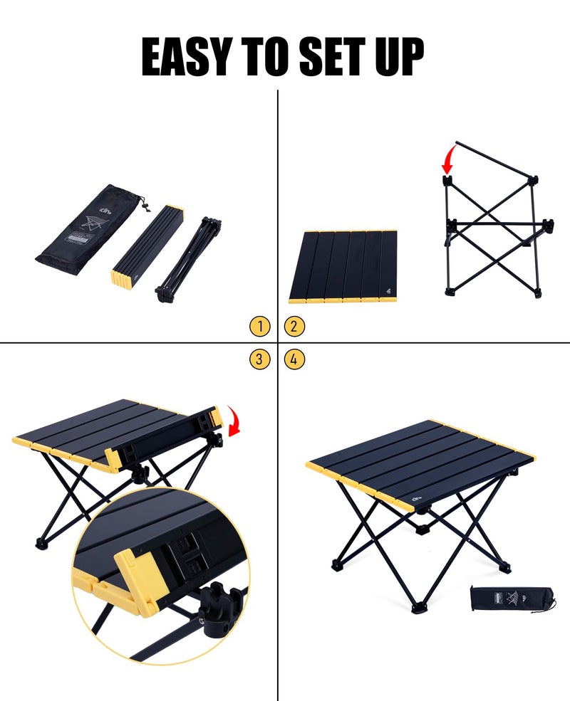 iClimb Ultralight Compact Camping Folding Table with Carry Bag (Black - S) - Image 3